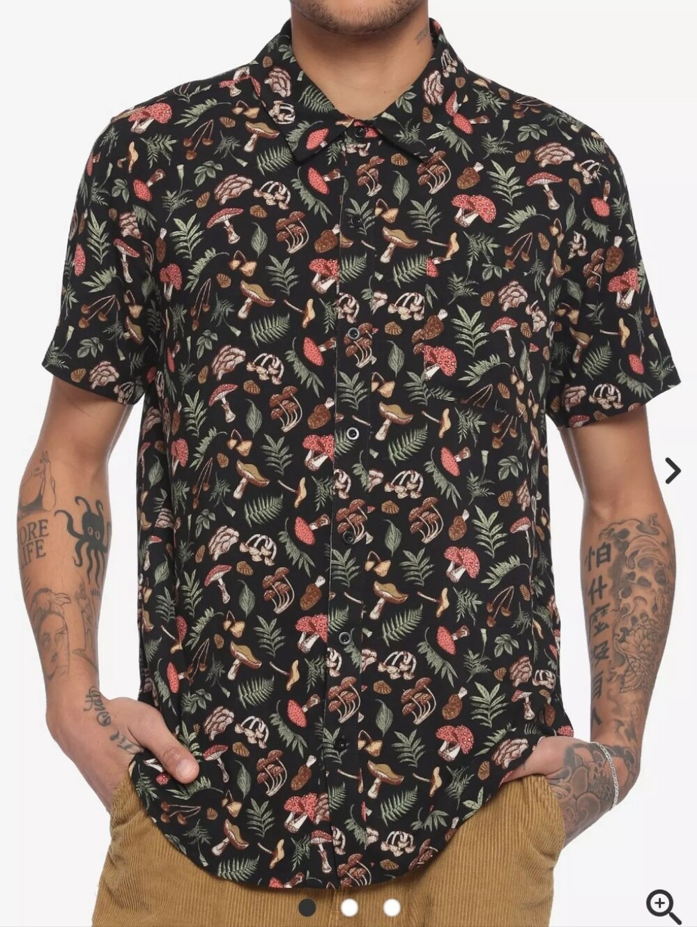 Hot Topic Mushroom Woods Woven Button-Up